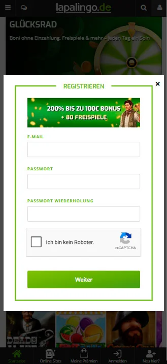 mobile Anmeldung lapalingo casino