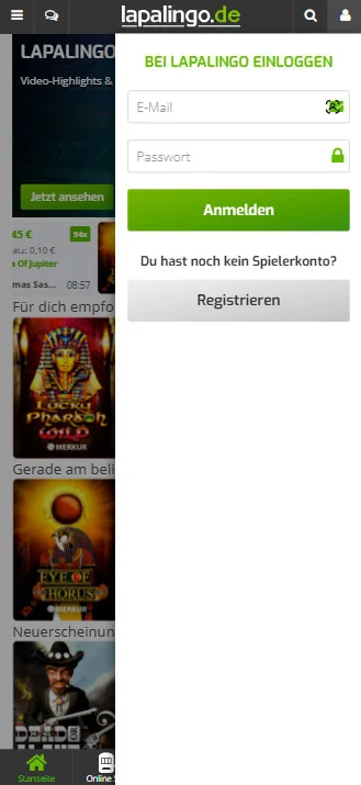 mobile Anmeldung lapalingo casino