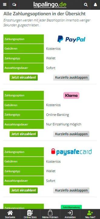 mobile payments lapalingo casino